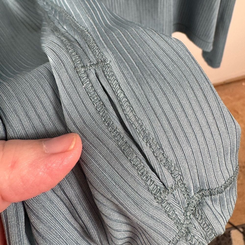 Danskin Teal Ribbed Long Sleeve Top - Picture 3 of 6